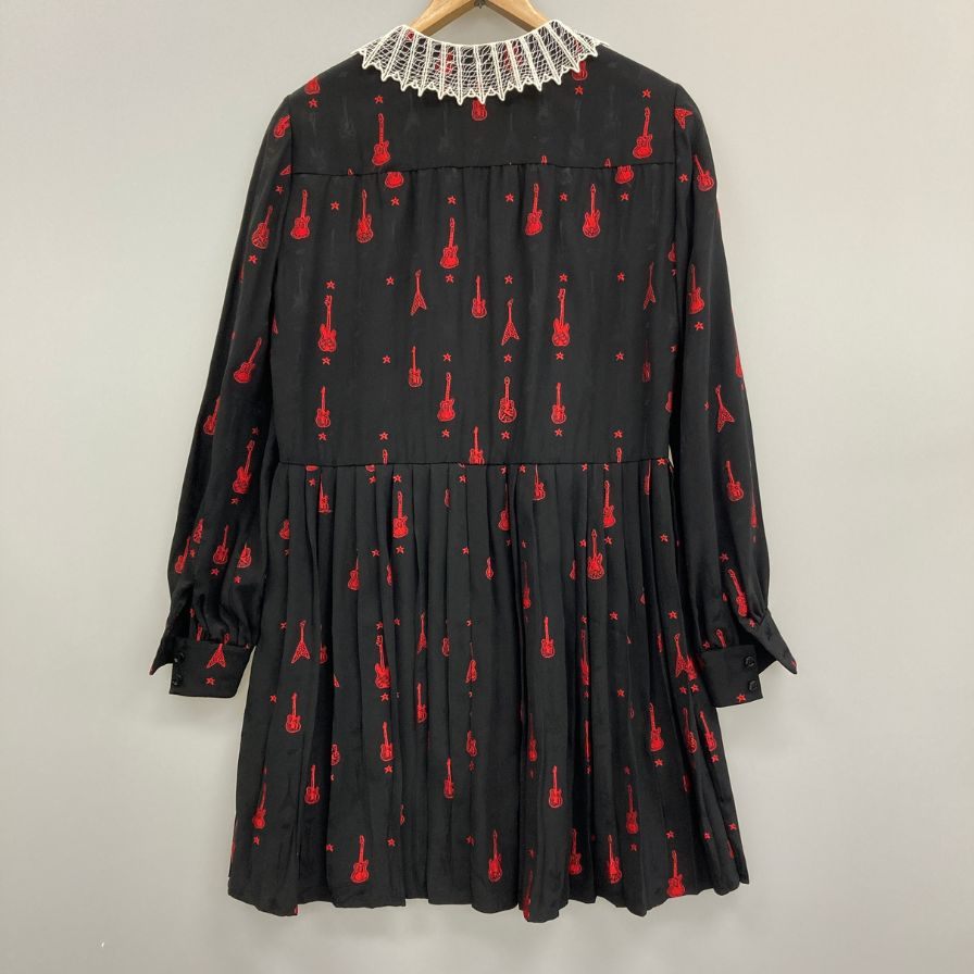 極美品◆サンローラン パリ ワンピース ギター刺繍 レディース サイズ38 Saint Laurent Paris 【AFB36】