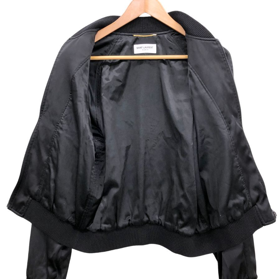 極美品◆サンローランパリ 19SS ビーズロゴ テディジャケット ブルゾン レディース サイズ40 ブラック  SAINT LAURENT PARIS 【AFB46】