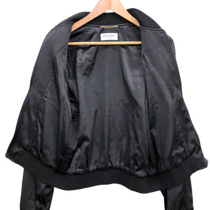 極美品◆サンローランパリ 19SS ビーズロゴ テディジャケット ブルゾン レディース サイズ40 ブラック  SAINT LAURENT PARIS 【AFB46】