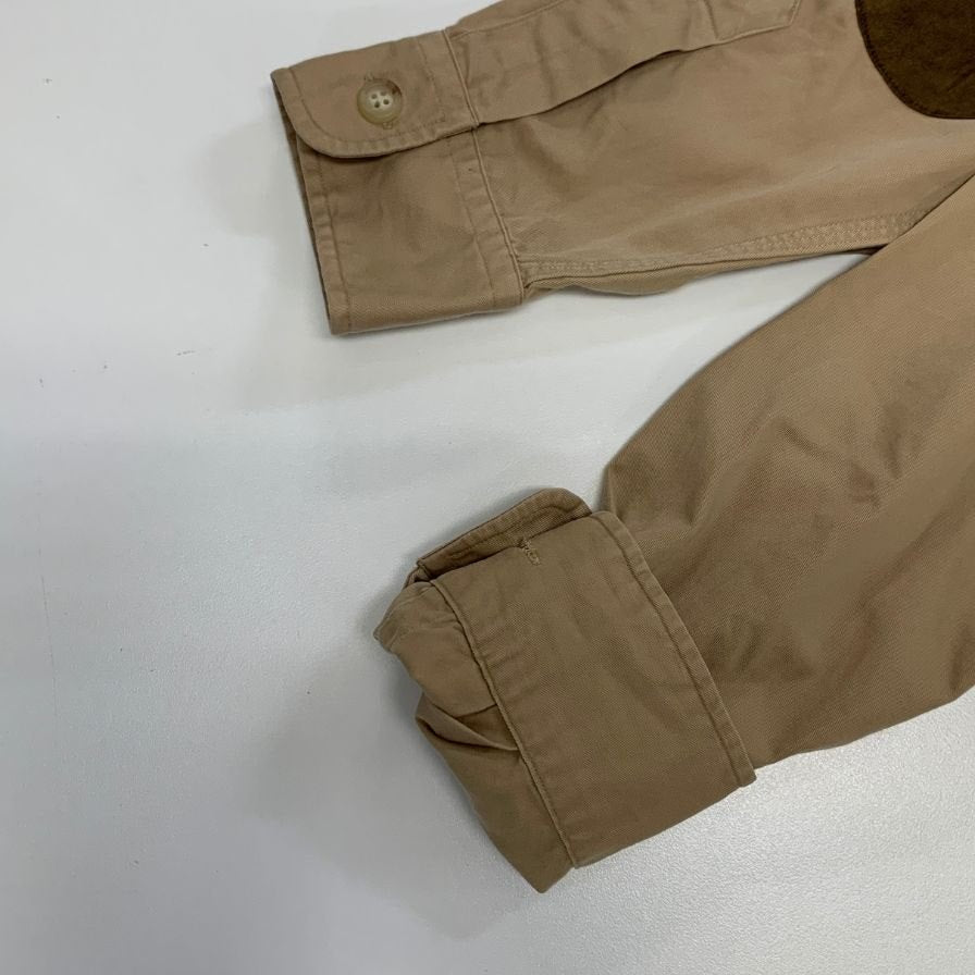 中古◆ポロ ラルフローレン ボタンダウンシャツ エルボーパッチ ベージュ系 メンズ サイズS Polo Ralph Lauren 【AFB28】