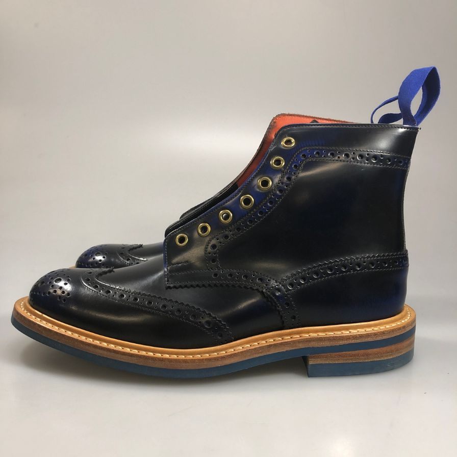 トリッカーズ ストウ カントリーブーツ ウイングチップ 947979 W5634 ネイビー UK7ハーフ-5 Tricker’ｓ ブーツ 約26.0cm【LA】【中古】