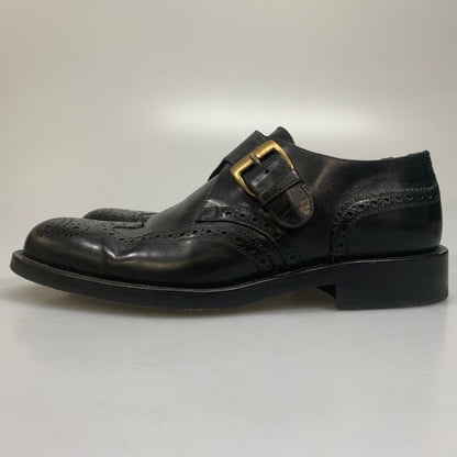 フラテッリロセッティ レザーシューズ シングル モンクストラップ ウイングチップ メンズ ブラック サイズ6 FRATELLI ROSSETTI 約24.5cm【AFC40】