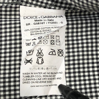 極美品◆ドルチェ&ガッバーナ 長袖シャツ GOLD ギンガムチェック メンズ サイズ41 DOLCE & GABBANA 【AFB38】
