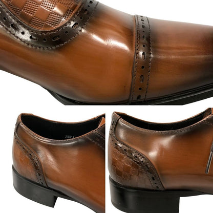 クリスチャンカラノ レザーシューズ レースアップ ストレートチップ プレーントゥ LV12 キャメル 25.5㎝ メンズ 革靴 日本製 撥水 ChristianCarano 約25.5cm【AFD9-2】