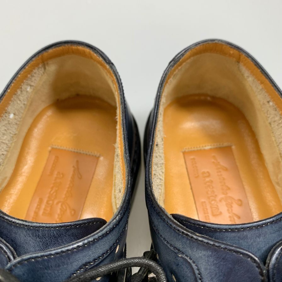 アーティスト―二 パンチングシューズ メンズ ブルー系 サイズ 7 a.testoni 約25.5cm【AFD9-2】