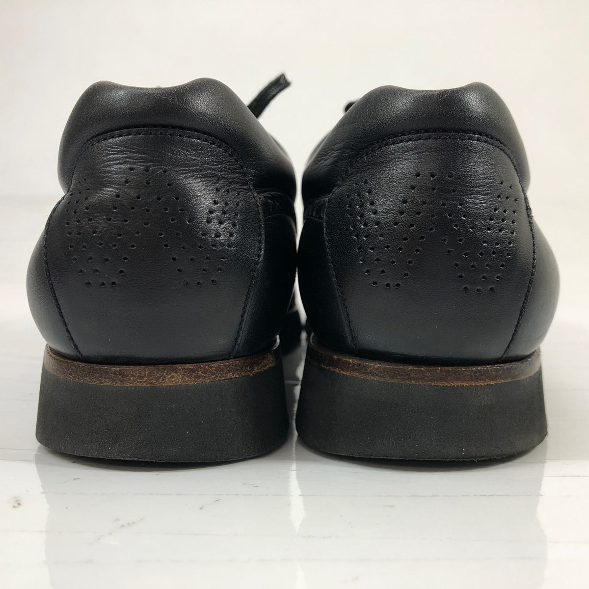 ジェイエムウエストン レザースニーカー 095 モンキーシューズ  パーフォレーション カーフ ブラック メンズ サイズUK5.5E  J.M.WESTON 約24.5cm【AFC4】