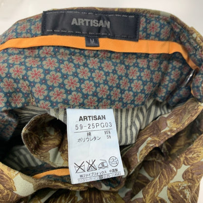 アルチザン タックパンツ リーフ柄 メンズ サイズM ブラウン ARTISAN 【AFB26】