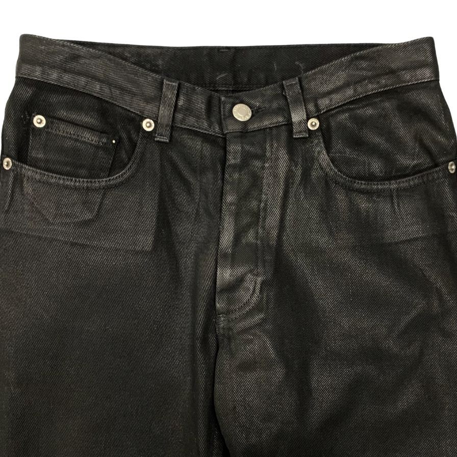 ヘルムートラング パンツ ブラック SIZE 48 HELMUT LANG ヘルムート ラング 初期 COATED BLACK BIKER DENIM