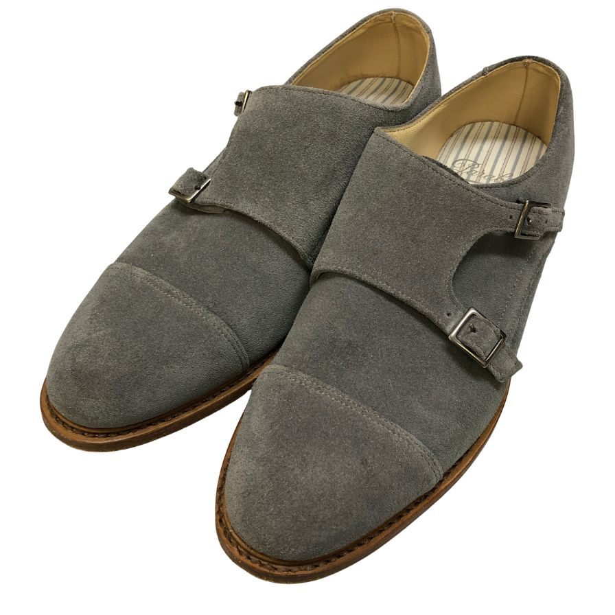 パラブーツ レザーシューズ ダブルモンク スエード メンズ グレー サイズUK8.5 Paraboot スエードシューズ 約27.0cm【LA】【中古】