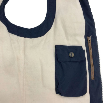 極美品◆ロロピアーナ ジップアップベスト ネイビー ナイロン カシミヤ混 サイズS Loro Piana 【AFB8】