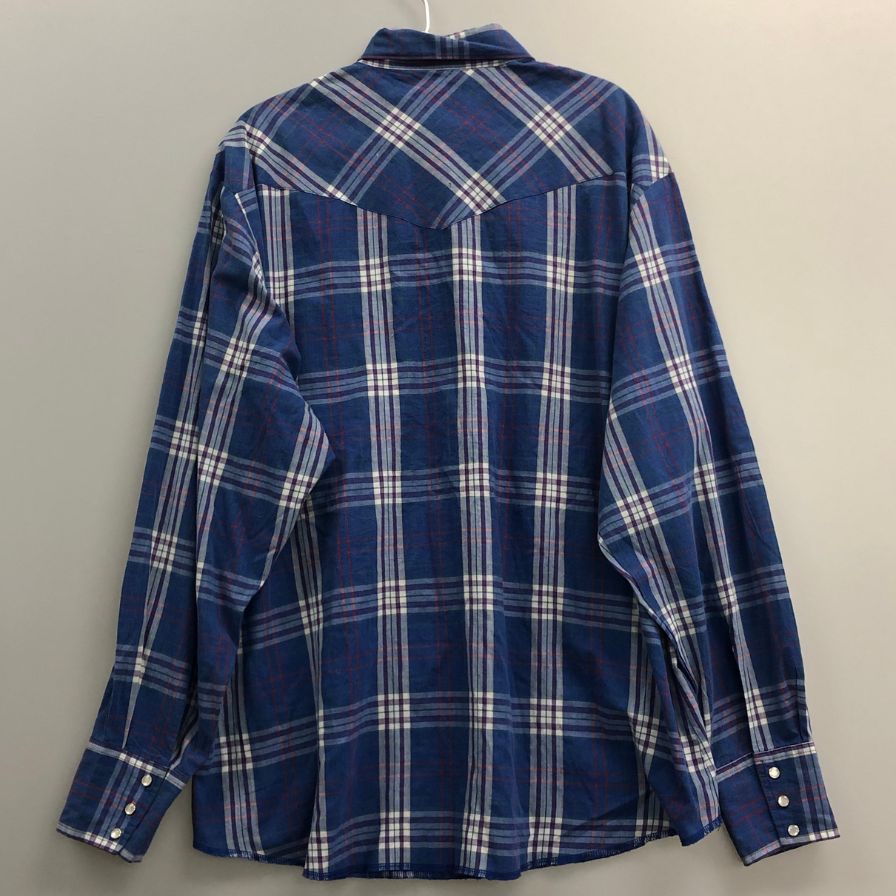美品◆ラングラー 90S 長袖シャツ バングラデシュ製 ブルー メンズ サイズXL Wrangler 【AFB12】