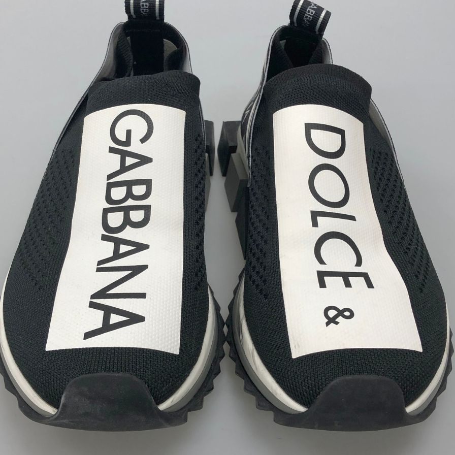 ドルチェアンドガッバーナ ローカットスニーカー ソレント ロゴ ニット スリッポン ブラック メンズ サイズ40.5 DOLCE&GABBANA 約25.5cm【AFD5】