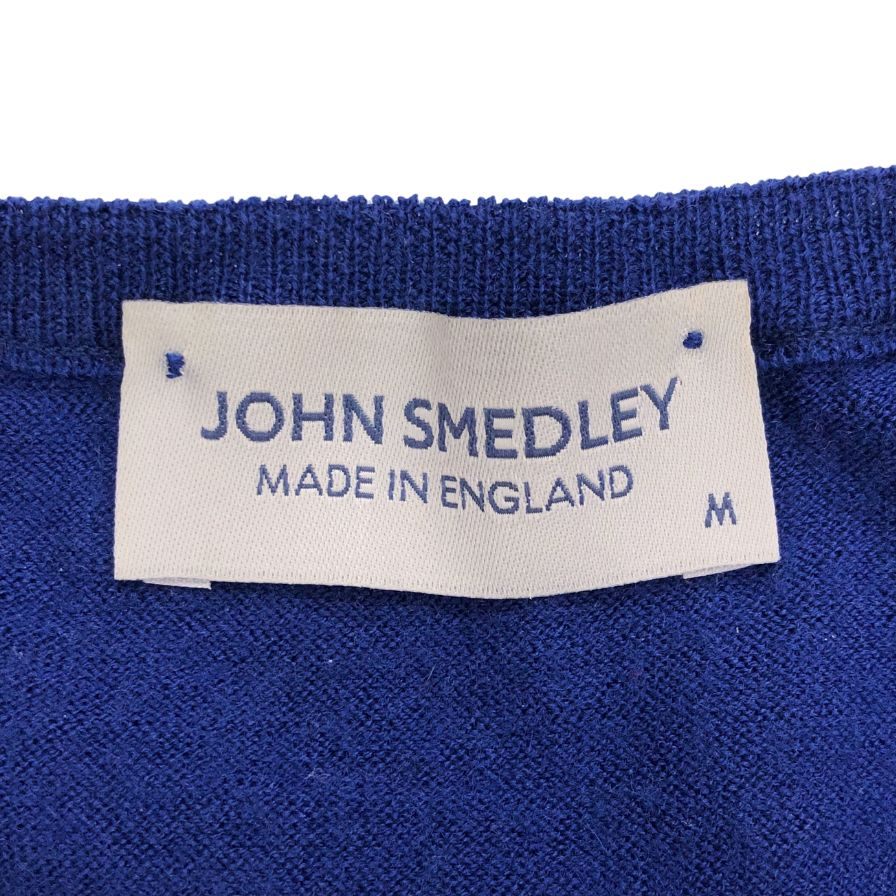 美品◆ジョンスメドレー セーター Vネック ニット ウール 薄手 ブルー メンズ サイズM JOHN SMEDLEY 【AFB9】