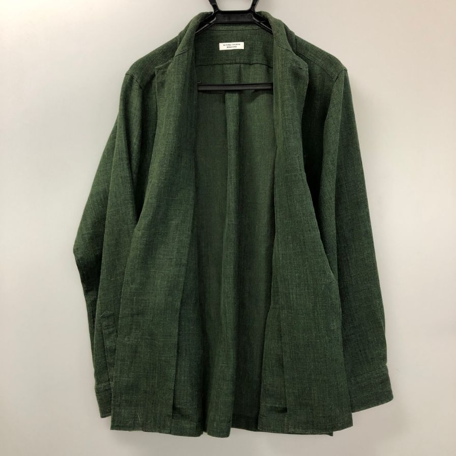 美品◆ミナミシャツ オーダー リネン シャツ ジャケット メンズ サイズ不明 グリーン MINAMI SHIRTS BESPOKE 【AFB20】