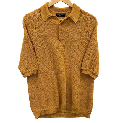 美品◆フレッドペリー ポロシャツ メッシュ サマーニット メンズ サイズL マスタード FRED PERRY 【AFB35】