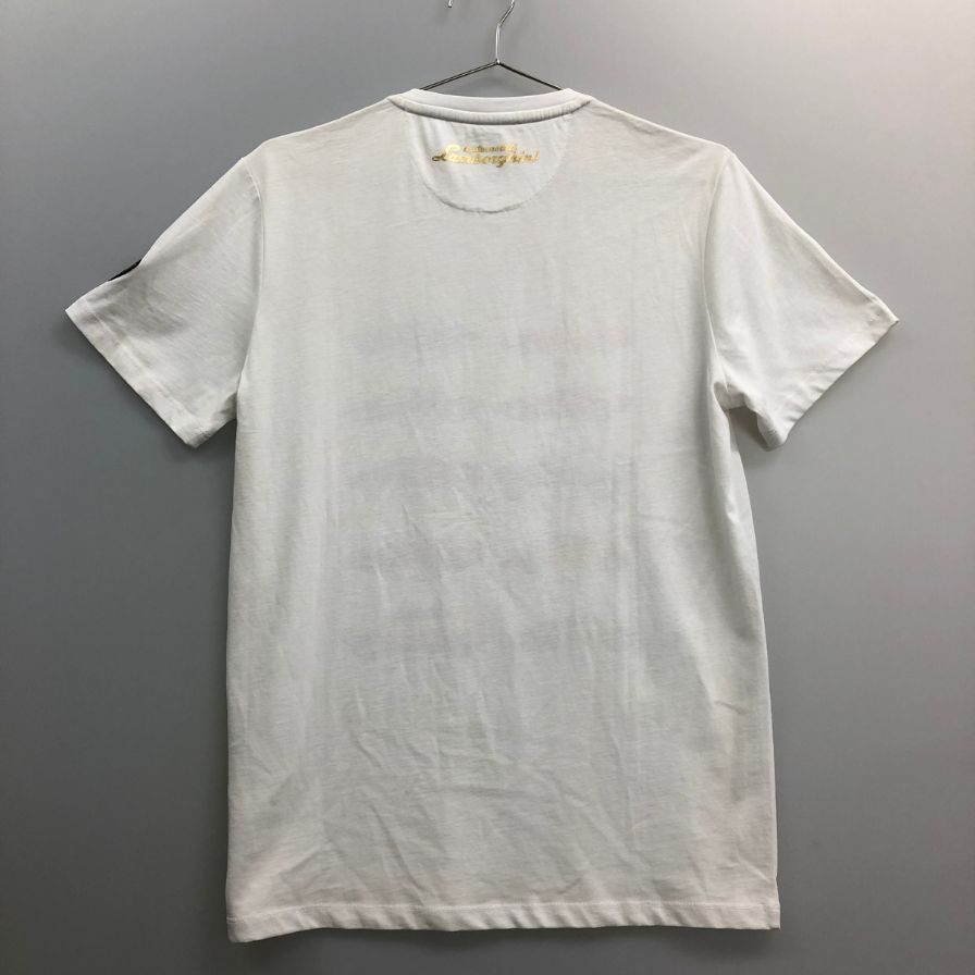 中古◆ランボルギーニ プリント Ｔシャツ メンズ サイズS ホワイト LAMBORGHINI 【AFB2】