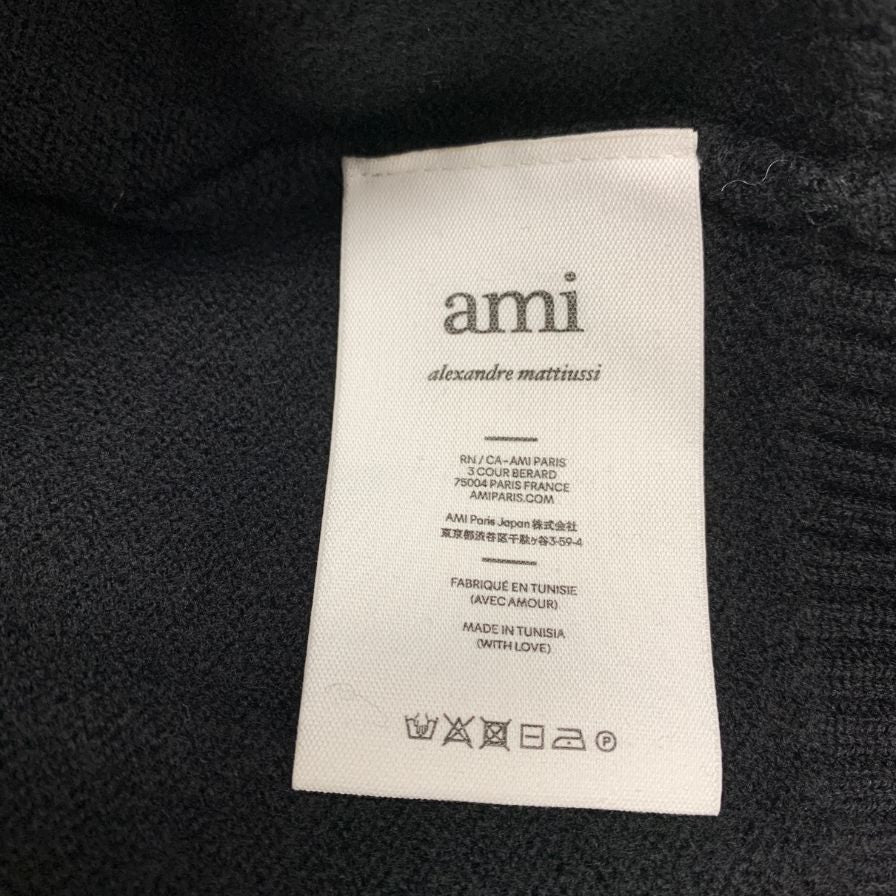 美品◆アミ アレクサンドル マテュッシ カーディガン ハートロゴ ウール ブラック メンズ サイズXL ami alexandre mattiussi 【AFB4】