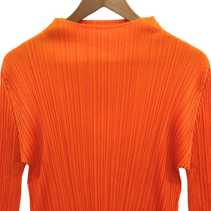極美品◆プリーツプリーズ イッセイミヤケ ハイネック カットソー PP21-JK111  レディースサイズ 3 オレンジ PLEATS PLEASE ISSEY MIYAKE MADE IN JAPA 【AFB14】