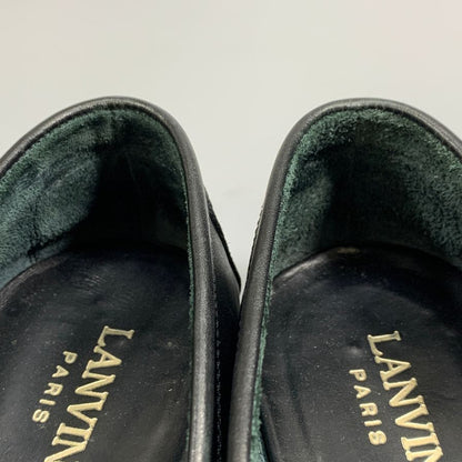 ランバン ドライビングシューズ カーフ コインローファー アンラインド ブラック サイズUK7 LANVIN 約26.0cm【AFC9】