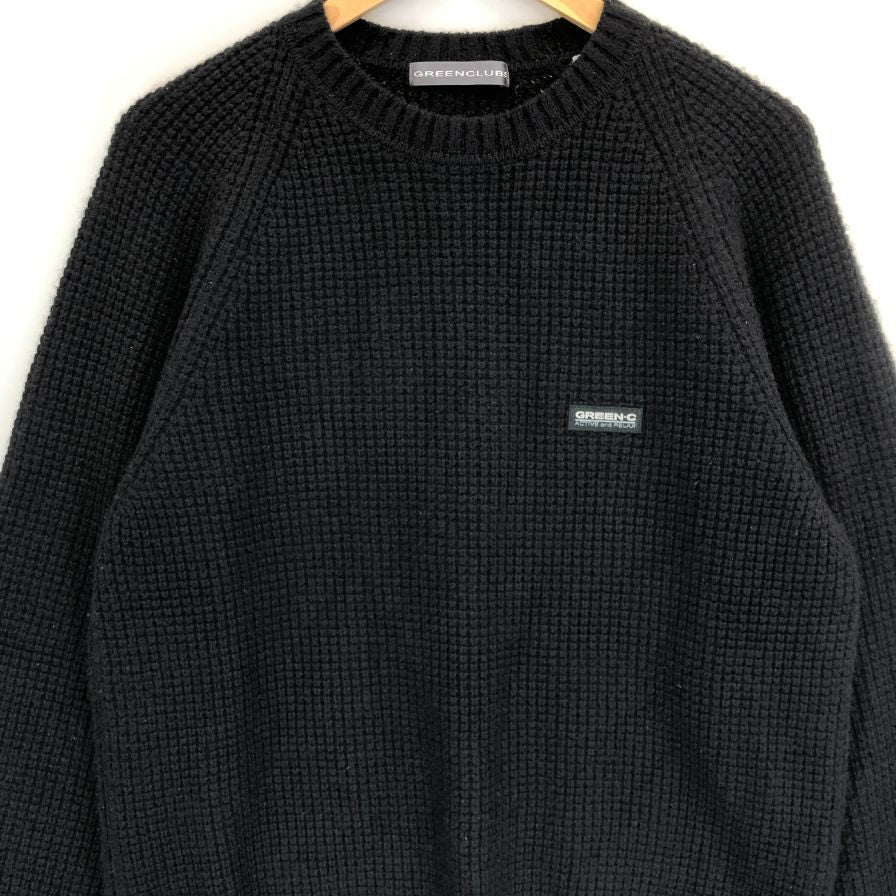 美品◆グリーンクラブス カシミヤ100％ ハイゲージニット ブラック メンズ サイズ3 GREEN CLUBS 【AFB3】