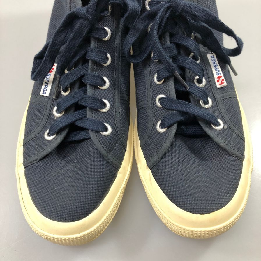 スペルガ ミッドカットスニーカー キャンバス ネイビー メンズ サイズ41 SUPERGA 約26.0cm【AFC35】
