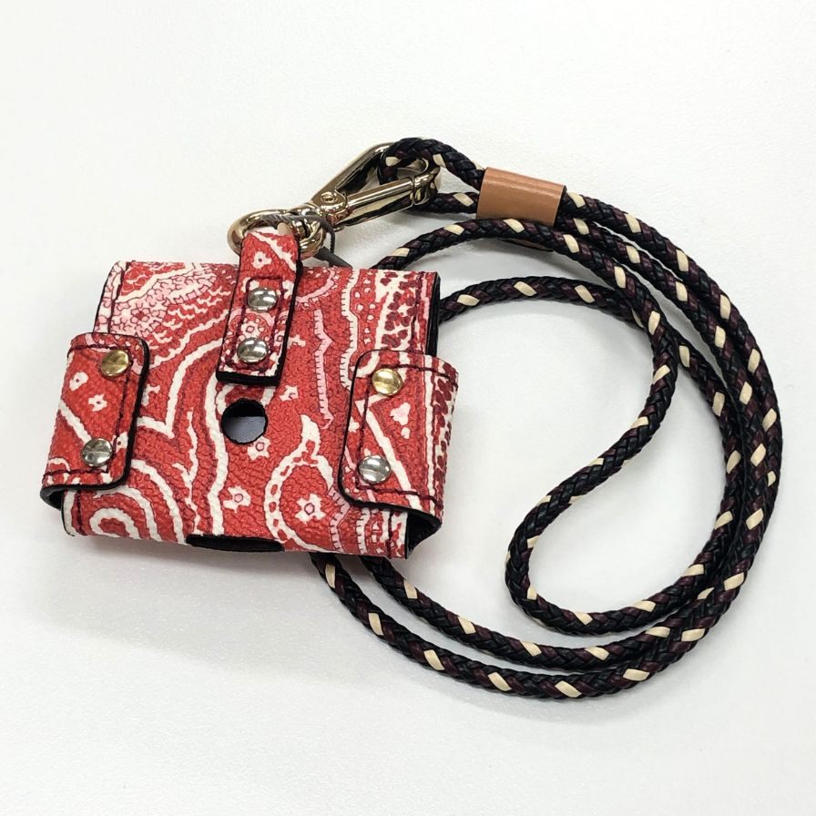 エトロ エアポッズケース カンフーパンダ AirPodsケース レッド系 レザー ETRO【AFI8】【中古】