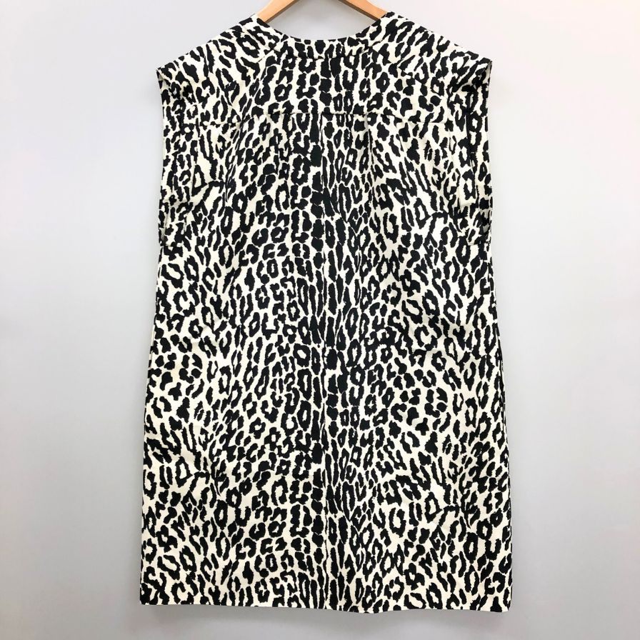 美品◆サンローランパリ 15SS ノースリーブ アニマル柄 ワンピース レディース サイズ38 ブラック  SAINT LAURENT PARIS 【AFB1】