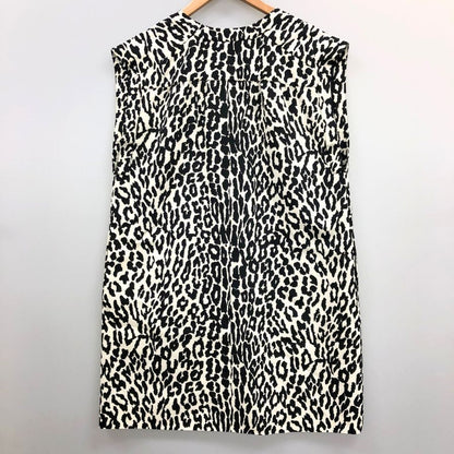美品◆サンローランパリ 15SS ノースリーブ アニマル柄 ワンピース レディース サイズ38 ブラック  SAINT LAURENT PARIS 【AFB1】