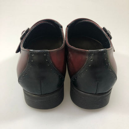 ランバン コレクション ビジネスシューズ シングルモンク カーフレザー メンズ サイズ24.5 バーガンディ×ブラック LANVIN 約24.5cm【AFC33】