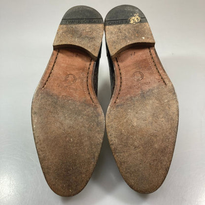 シャルル ジョルダン クロコ型押し シングルモンク ストラップ ブラウン メンズ サイズ 7E CHARLES JOURDAN 約25.5cm【AFC34】