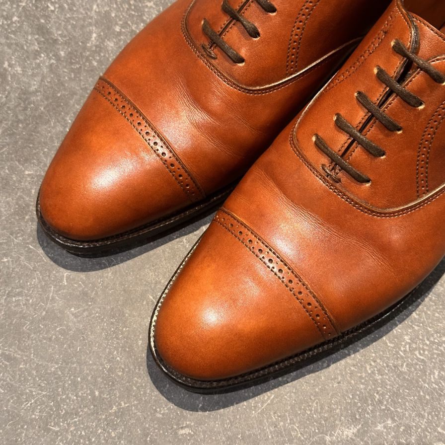 ジョンロブ レザーシューズ フィリップ2 パンチドキャップトゥ カーフ 7000ラスト ブラウン メンズ サイズUK6E JOHN LOBB Philip II ビジネスシューズ 約24.5cm【LA】【中古】