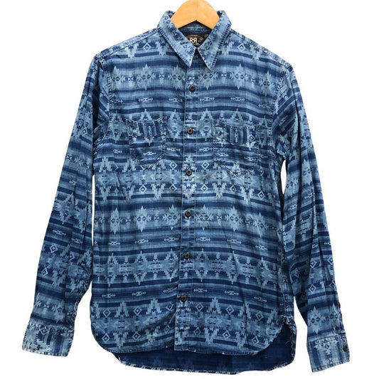 美品◆ダブルアールエル ラルフローレン 長袖シャツ 総柄 ナバホ ネイビー メンズ サイズXS RRL RALPH LAUREN 【AFB6】