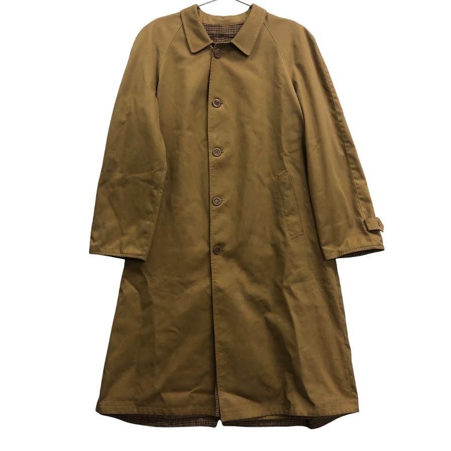 中古◆ノーブランド リバーシブルロングコート ベージュ×千鳥格子 サイズ52 メンズ 【AFB18】