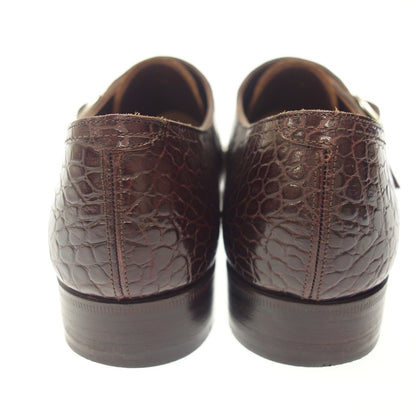 Good Condition ◆ Trading Post Leather Shoes Double Monk Croco Embossed Red Brown Men's Size 7 Trading Post [AFC7] 