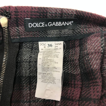 ドルチェ＆ガッバーナ ニットスカート チェック柄 レディース サイズ36 レッド×ブラック Dolce & Gabbana【AFB34】
