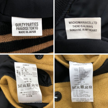 美品◆ワコマリア 24SS レザーバーシティジャケット ベージュ メンズ サイズM WACKOMARIA 【AFA18】