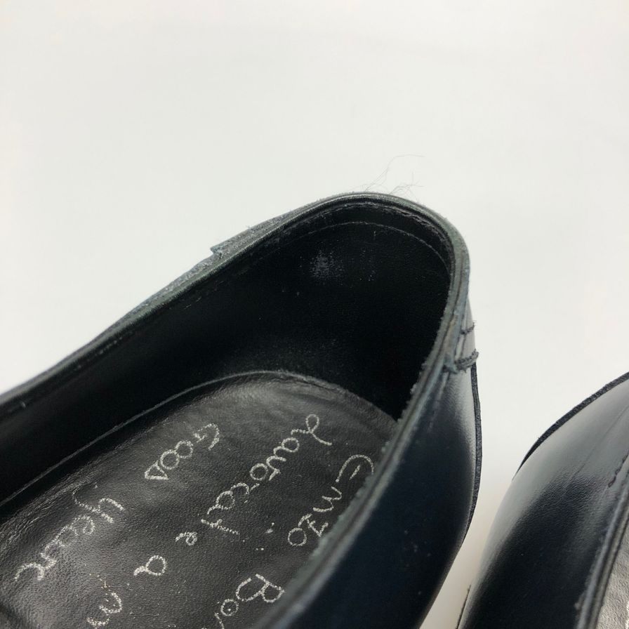 エンツォ ボナフェ プレーントゥ スエード レザーコンビ メンズ サイズ8 ネイビー Enzo Bonafe 約26.0cm【AFC3】