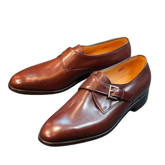 ジョンロブ レザーシューズ アシール シングルモンク ダークオーク メンズ サイズ8E JOHN LOBB ASHILL スリッポン 約27.0cm【LA】【中古】