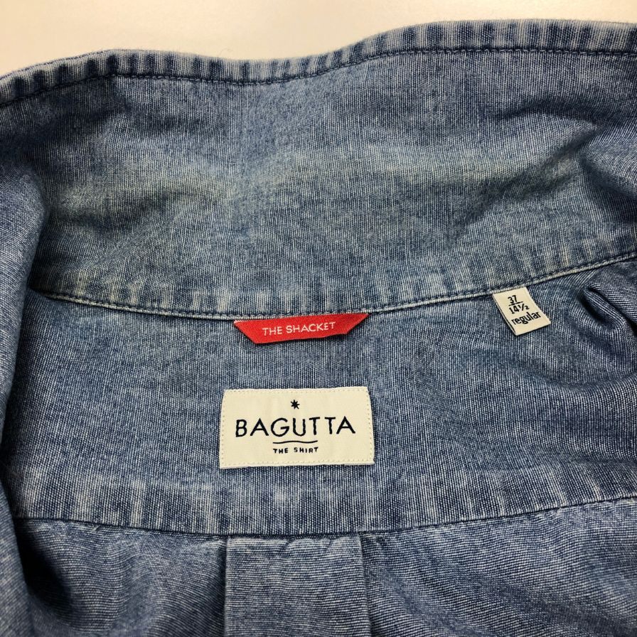 中古◆バグッタ 長袖コットンシャツ アルバニア製 メンズ ブルー サイズ37 BAGUTTA 【AFB2】