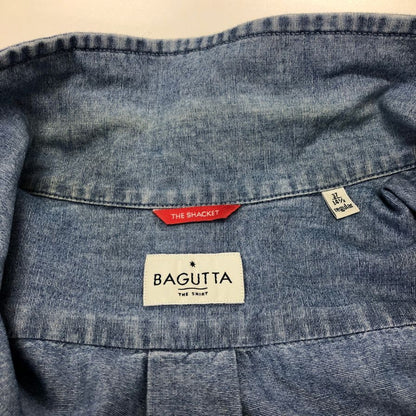 中古◆バグッタ 長袖コットンシャツ アルバニア製 メンズ ブルー サイズ37 BAGUTTA 【AFB2】