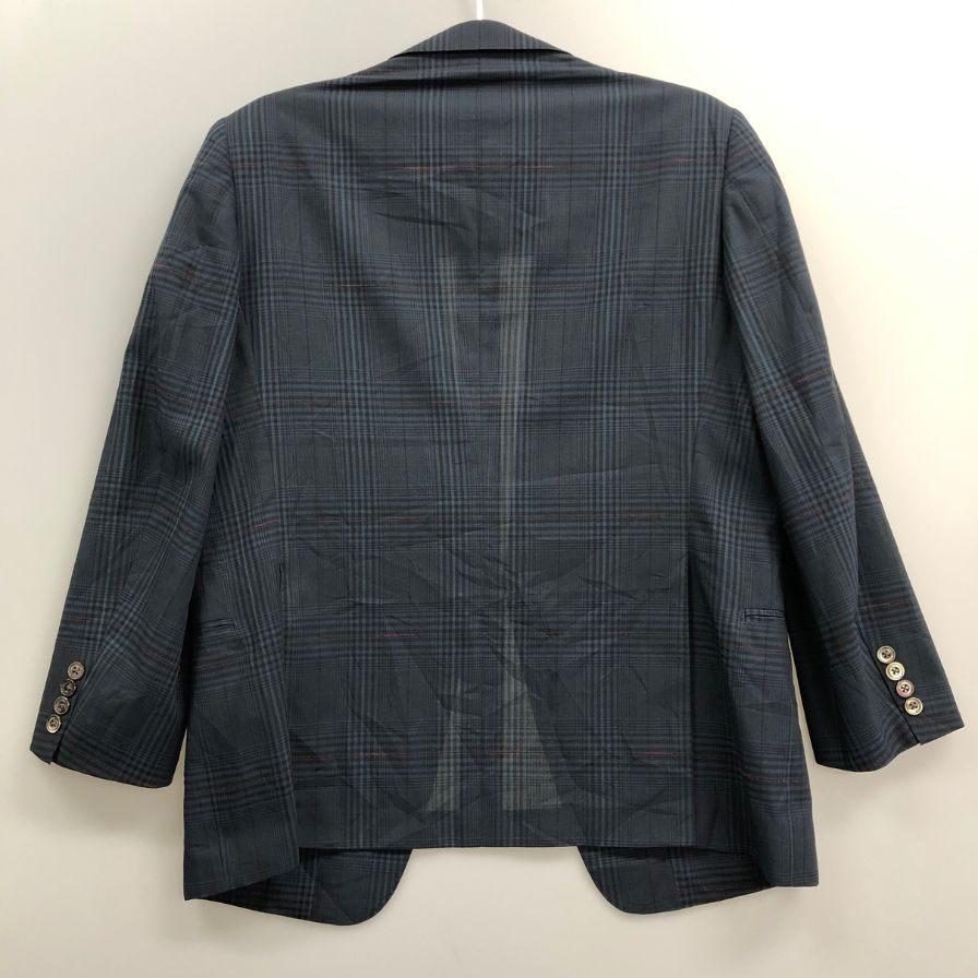 美品◆バーバリー 2B テーラードジャケット 90年代 旧タグ チェック ネイビー メンズ サイズ170AB5 Burberry 【AFF22】