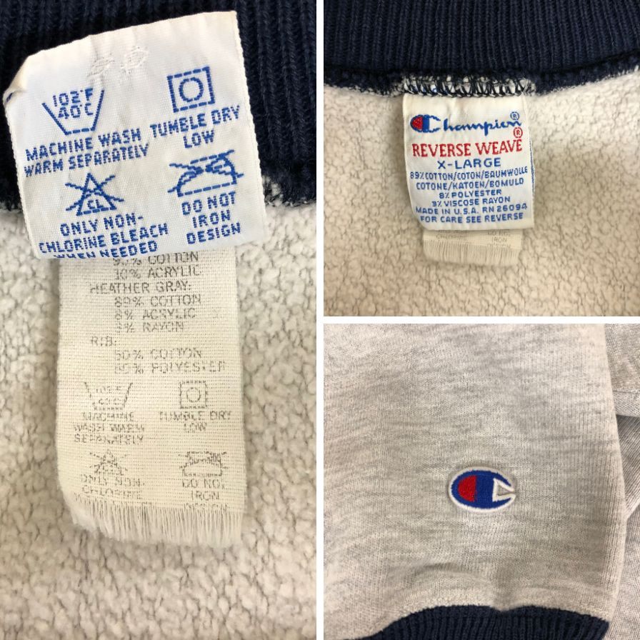 中古◇チャンピオン リバースウィーブ スウェット 90S 刺繍タグ