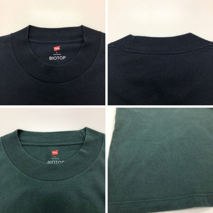 美品◆ビオトープ ヘインズ Tシャツ パックT モックネック ブラック グリーン サイズL 2枚セット メンズ HANES FOR BIOTOP 【AFB14】