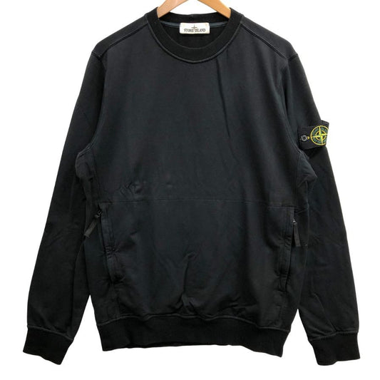 中古◆ストーンアイランド Tシャツ ロング ロンT ワンポイント クルーネック ブラック サイズM メンズ STONE ISLAND 【AFB34】