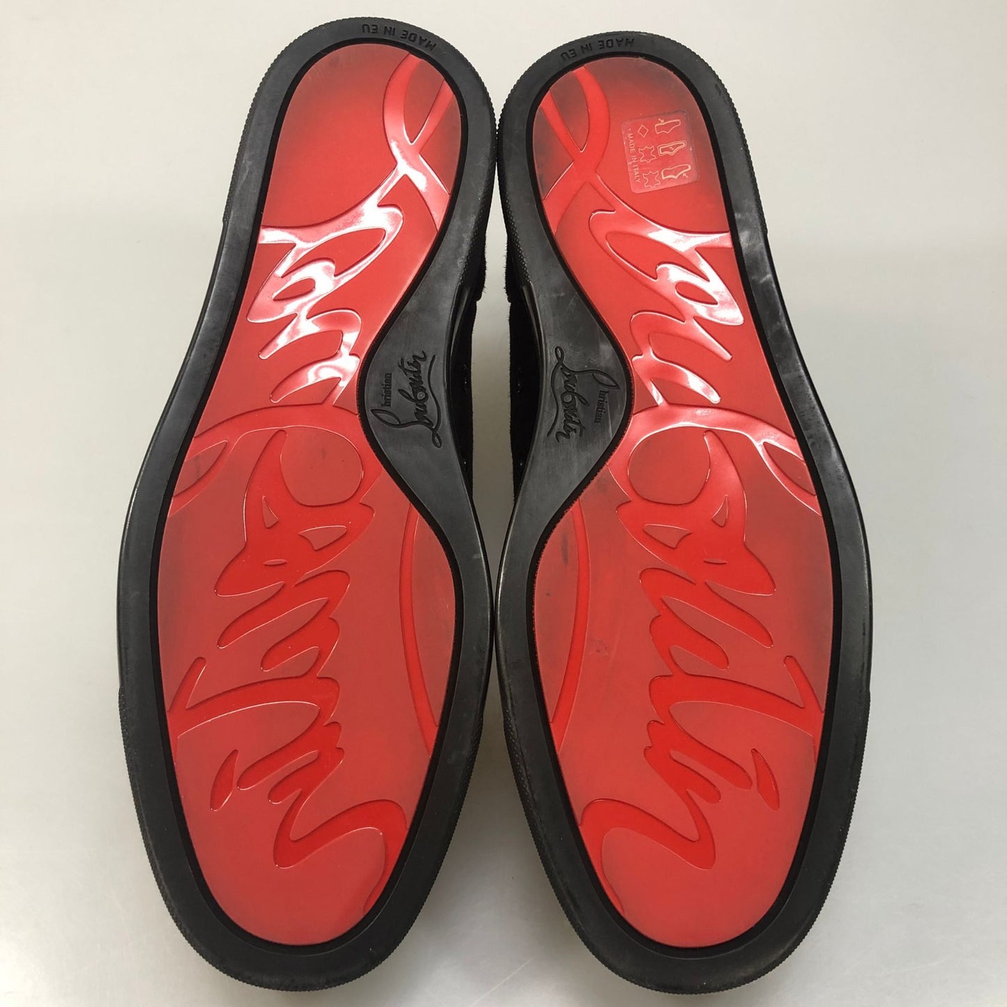 クリスチャンルブタン スニーカー べロア ラインストーン スタッズ メンズ ブラック サイズ40  Christian Louboutin 約25.0cm【AFD40】