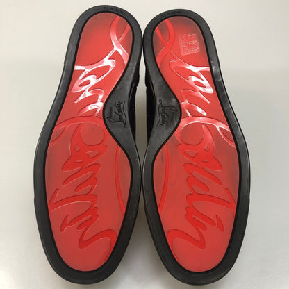 クリスチャンルブタン スニーカー べロア ラインストーン スタッズ メンズ ブラック サイズ40  Christian Louboutin 約25.0cm【AFD40】