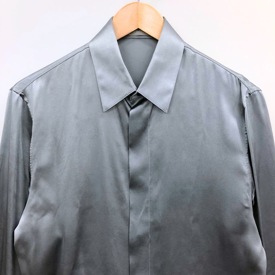 極美品◆ディオール 長袖 ドレス シルク シャツ 20ss グレー サイズ38 Dior 【AFB4】