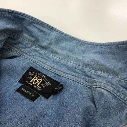 美品◆ダブルアールエル ラルフローレン 90S デニムウエスタンシャツ コンチョボタン ブルー系 メンズ サイズ1 RRL RALPH LAUREN 【AFB19】
