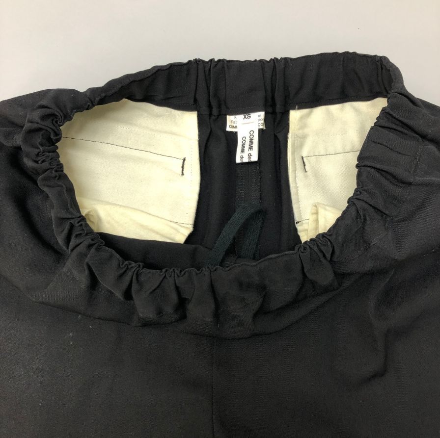 コムデギャルソン レディース クロップドパンツ ウエストゴム RE-P007 AD2019 日本製 サイズXS ブラック COMME des GARCONS 【AFB44】