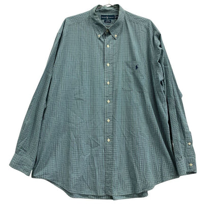 美品◆ポロ ラルフローレン ボタンダウンシャツ 90S オールド メンズ ブルー サイズXXL Polo Ralph Lauren 【AFB11】